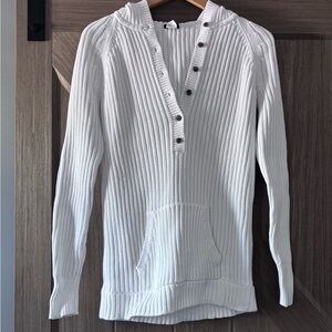 J. Crew White V-Neck Ribbed Sweater